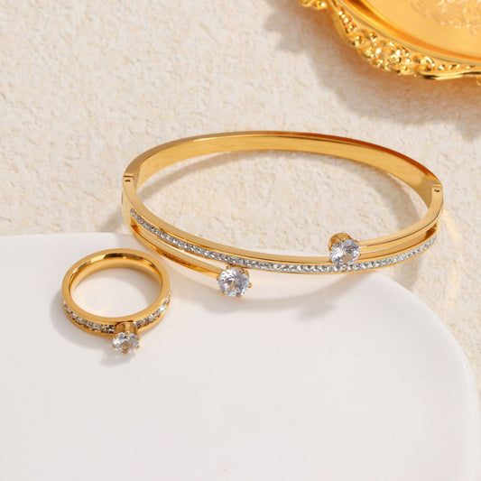 Fashion Titanium Steel Bracelet Ring Set